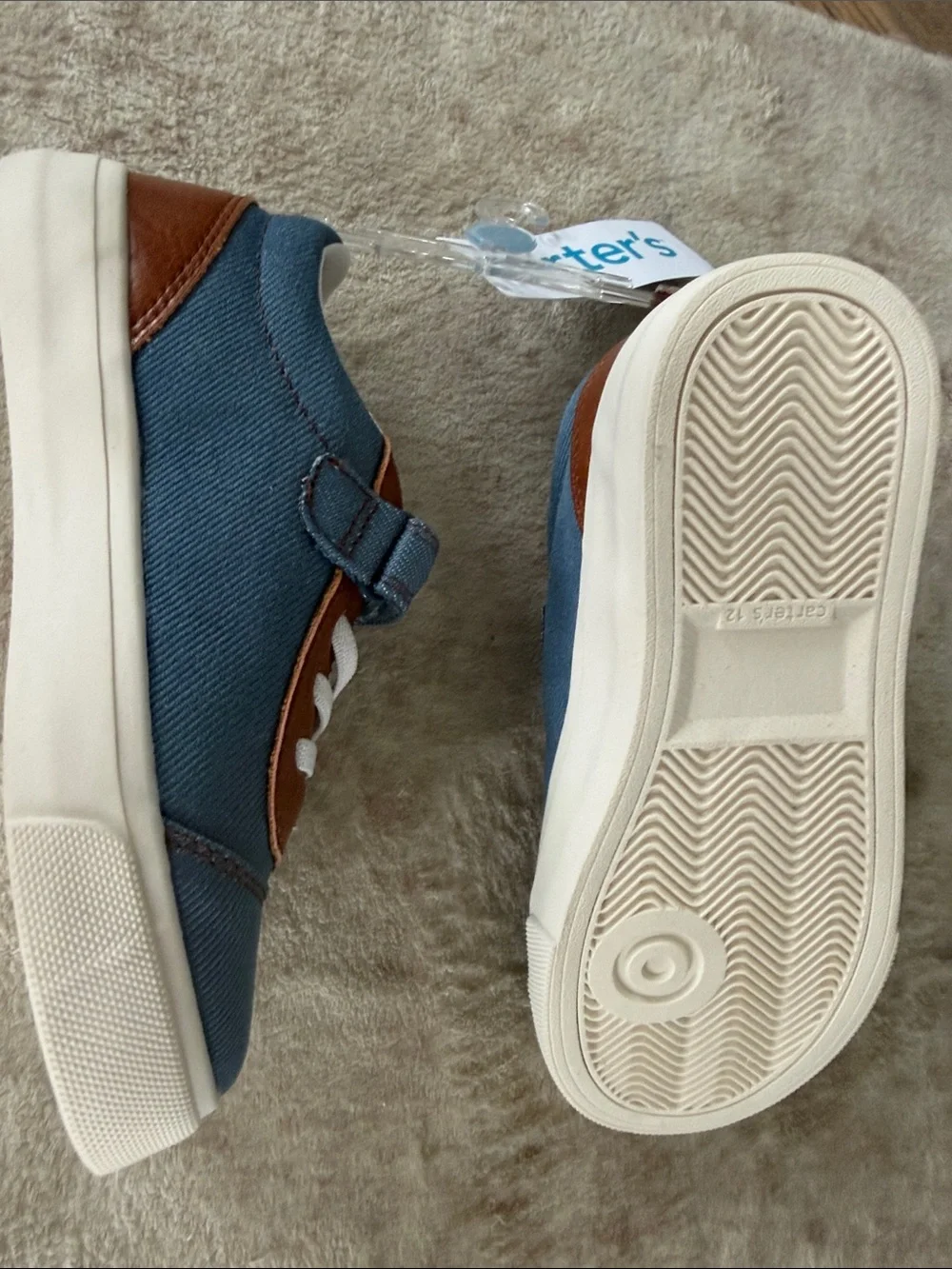 Carter's Blue Canvas Sneakers with Brown Trim